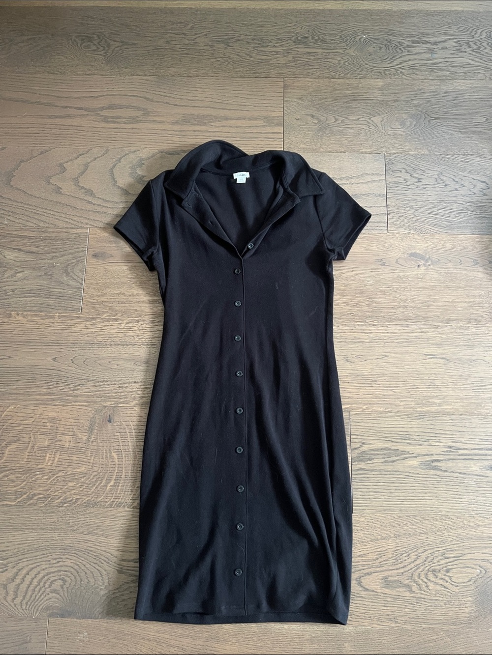 Garage Black Button-Front Polo Dress